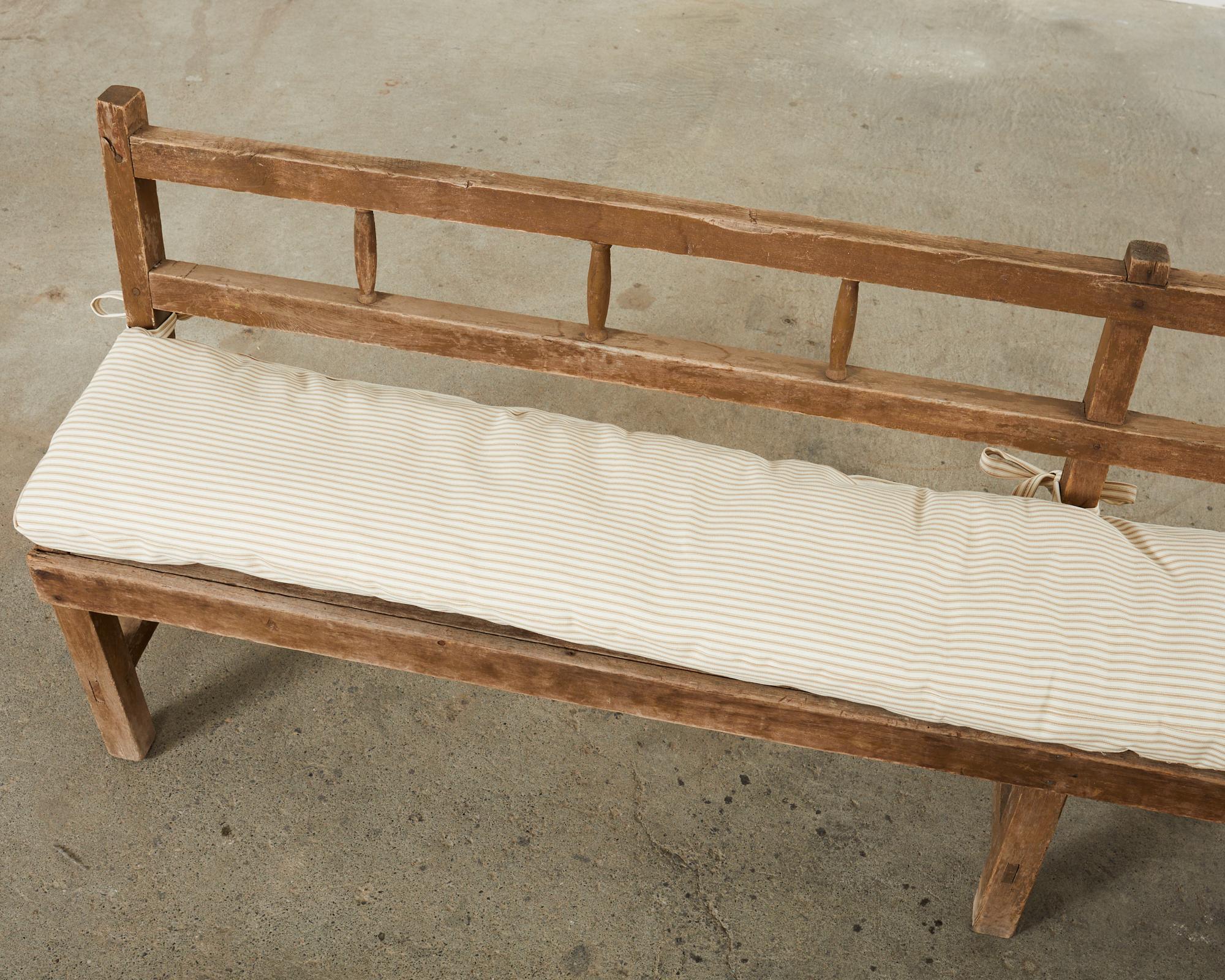 20th Century Rustic Country English Provincial Pine Bench Seat