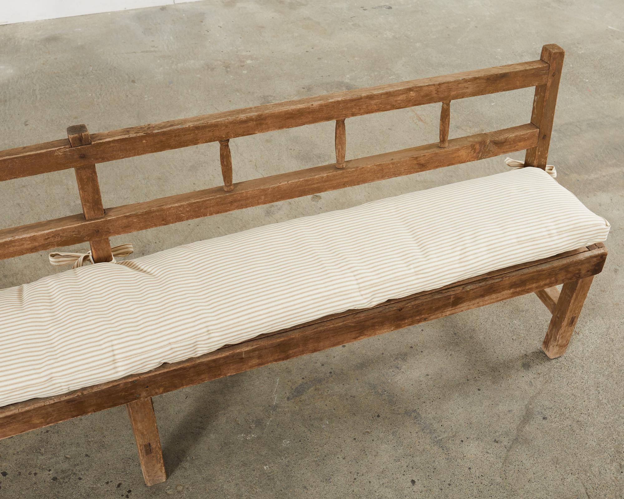 Rustic Country English Provincial Pine Bench Seat 1