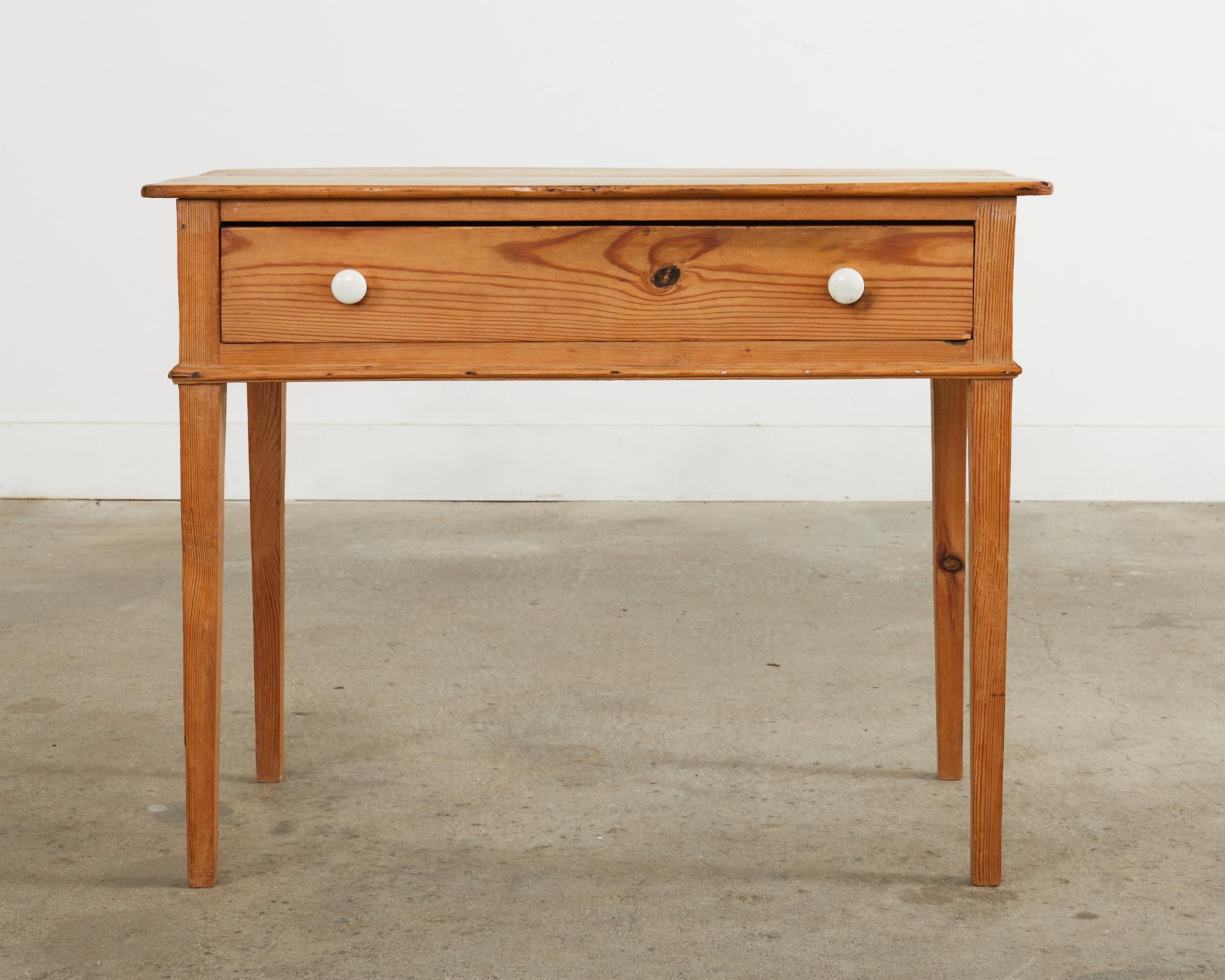 Hand-Crafted Rustic Country English Stripped Pine Console Table For Sale