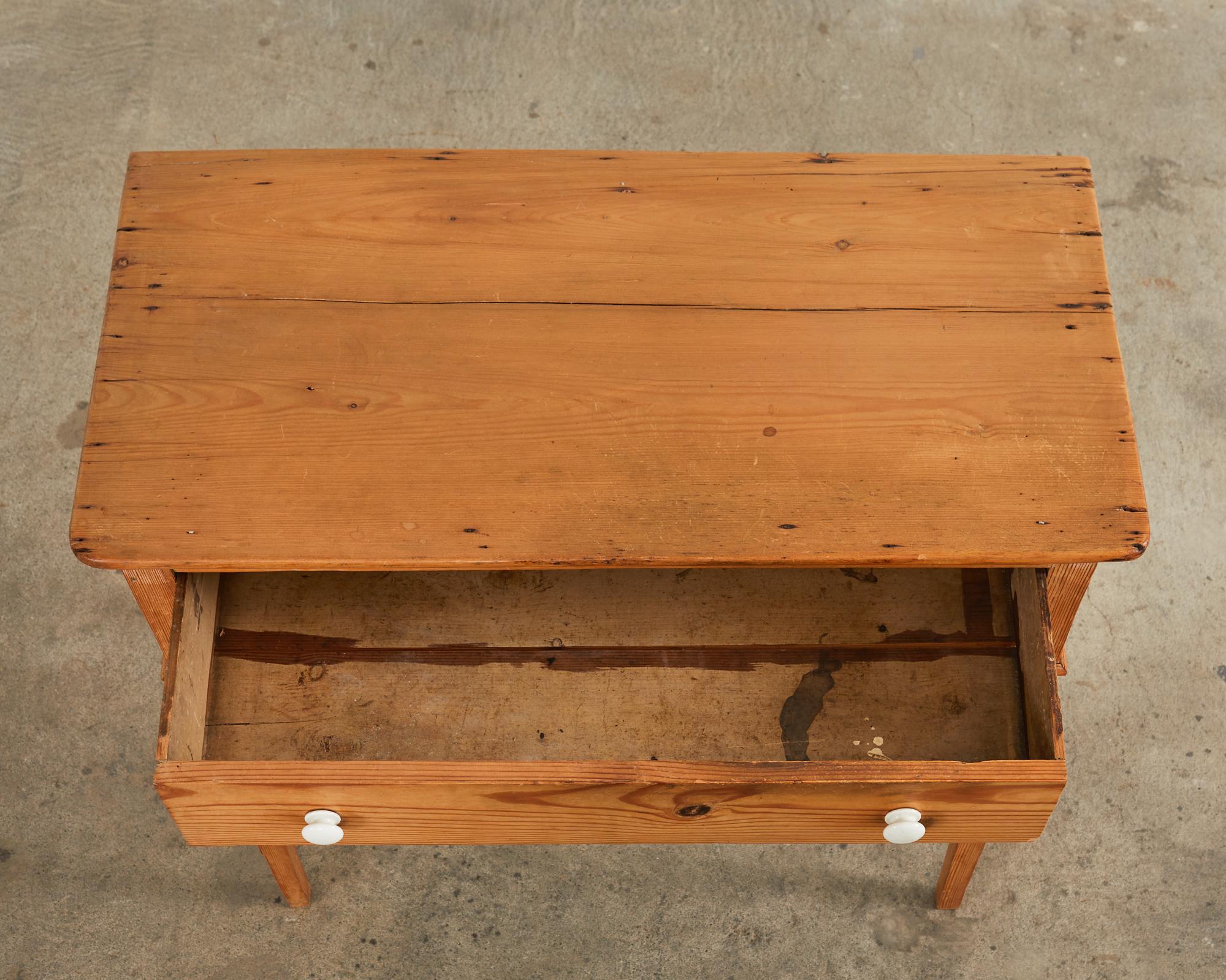 Rustic Country English Stripped Pine Console Table For Sale 1