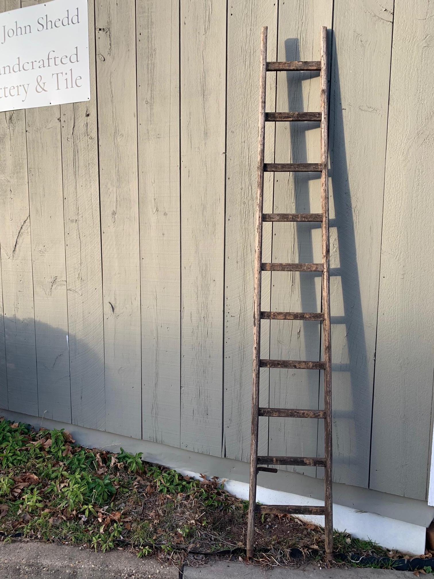 Antique Primitive Relic Vintage Wooden 5 Rung Apple Orchard Ladder Shelf Rare Farmhouse Stand Rustic Surface Wood Display