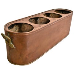 Antique Rustic Country French Copper & Brass Handled Potted Plant Jardinière, circa 1900