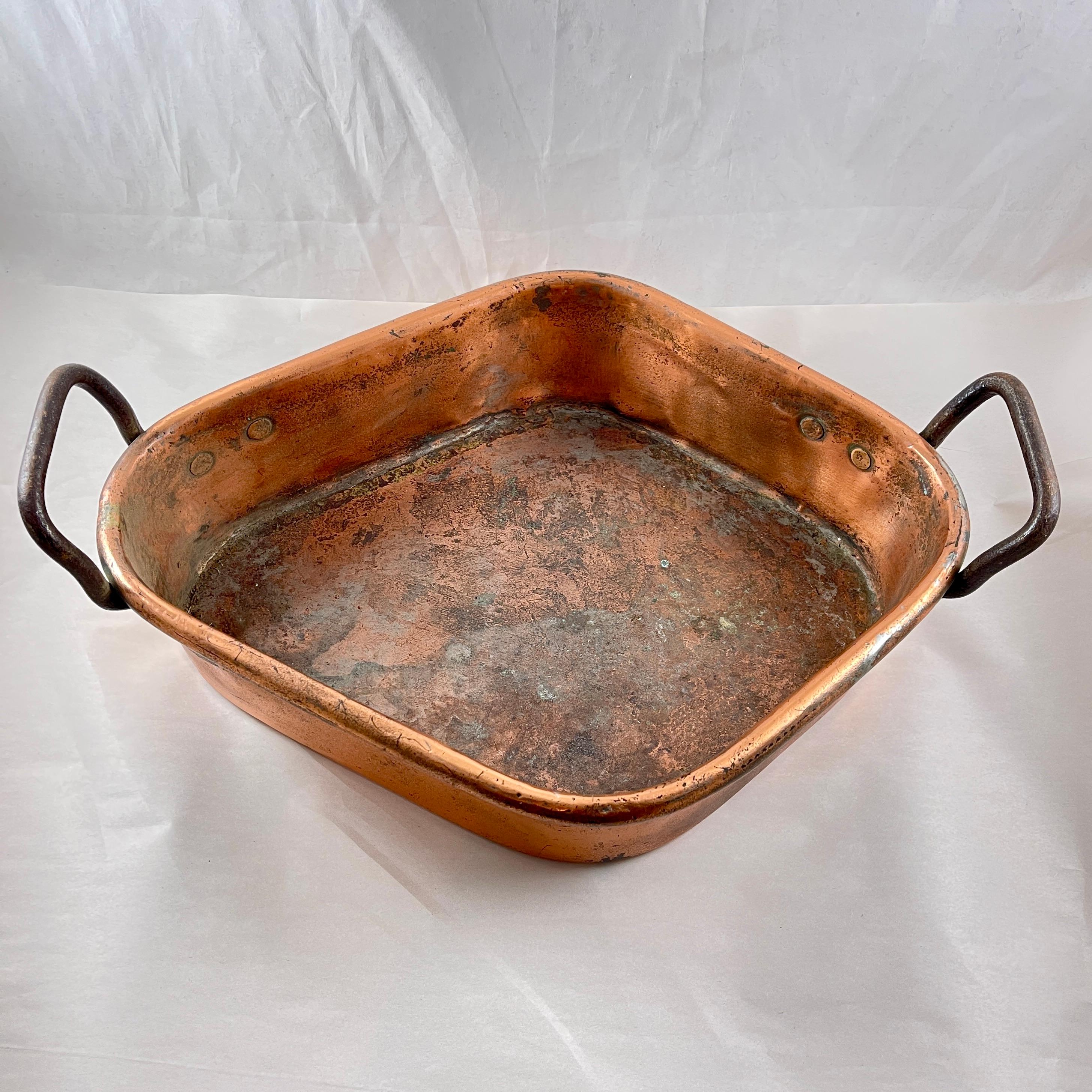 Metalwork Rustic Country French Copper & Iron Handled Turbotiere Fish Poacher, c. 1850 For Sale