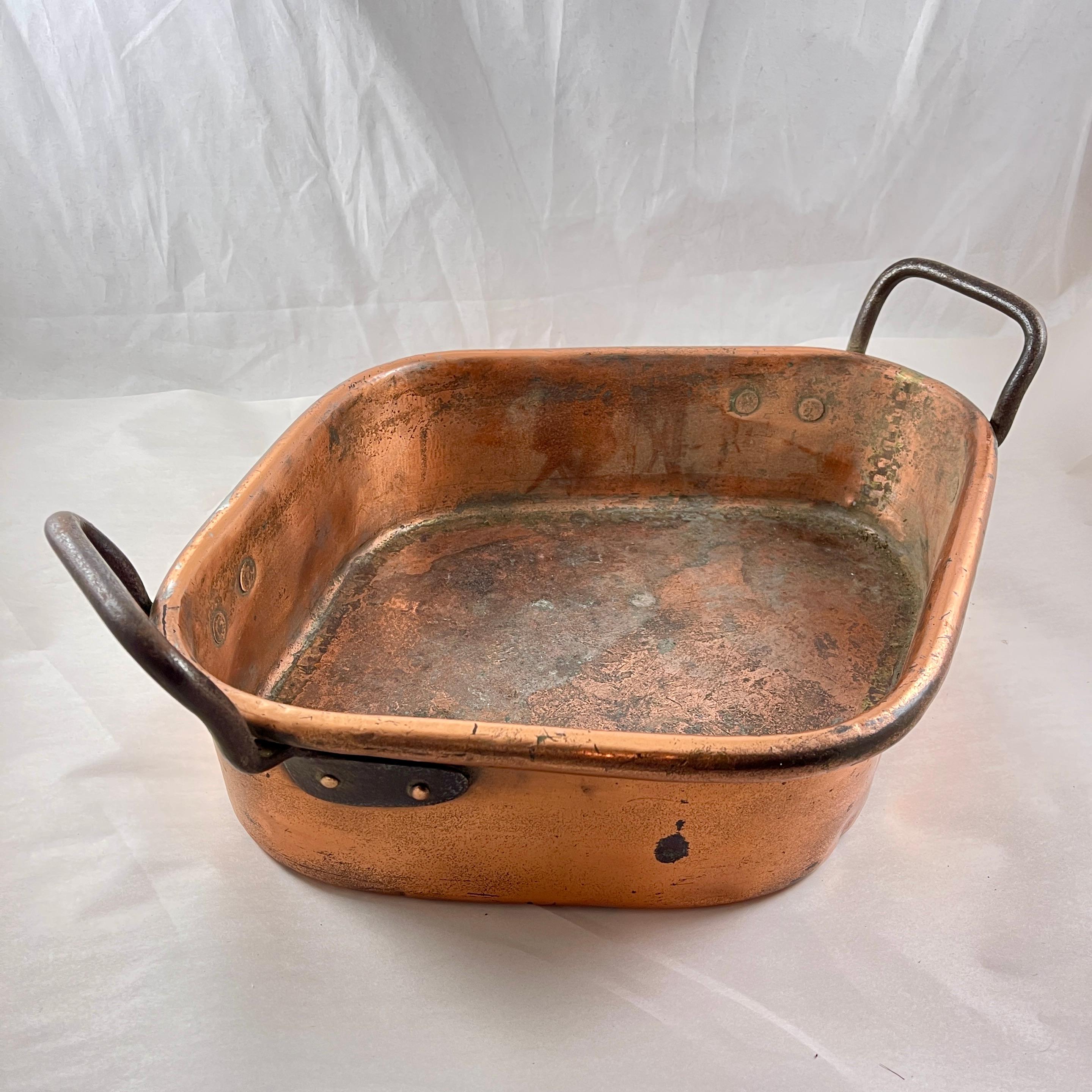 19th Century Rustic Country French Copper & Iron Handled Turbotiere Fish Poacher, c. 1850 For Sale