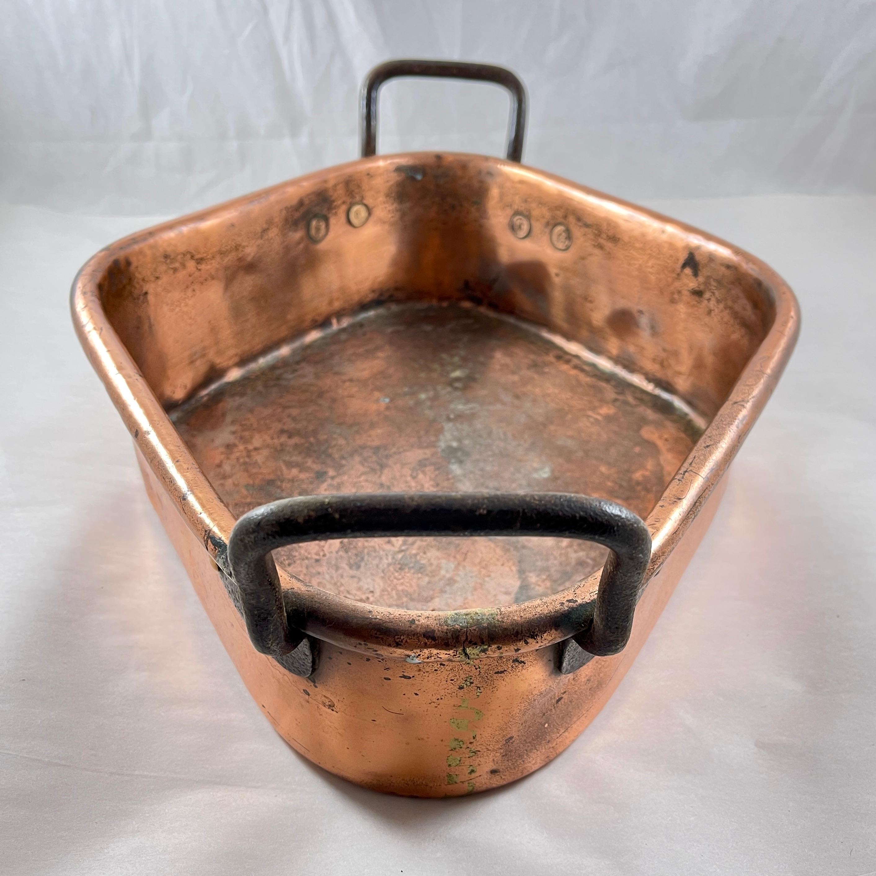 Rustic Country French Copper & Iron Handled Turbotiere Fish Poacher, c. 1850 For Sale 1