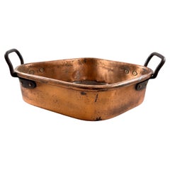 Used Rustic Country French Copper & Iron Handled Turbotiere Fish Poacher, c. 1850