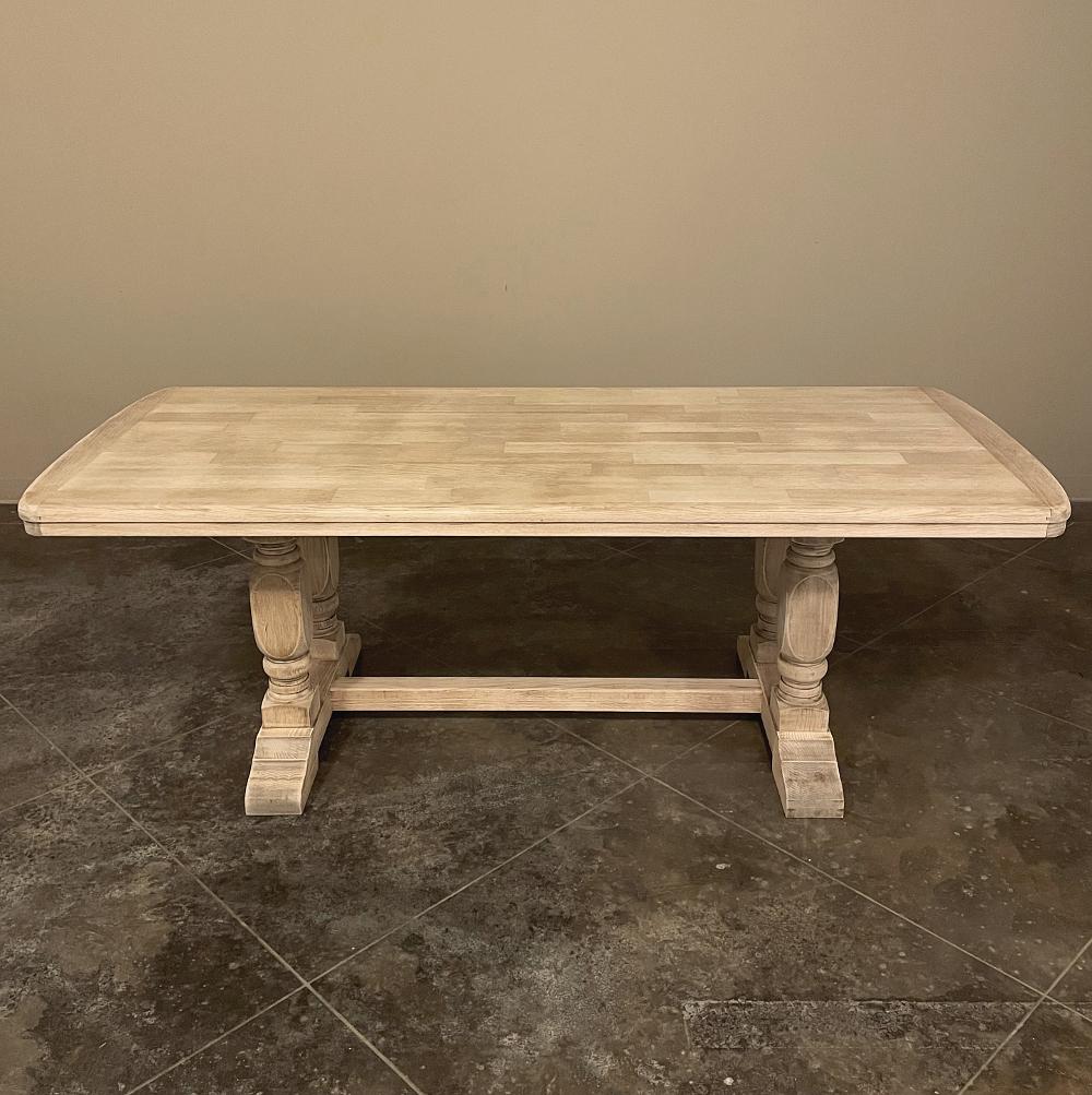 Hand-Crafted Rustic Country French Farm Table in Stripped Oak