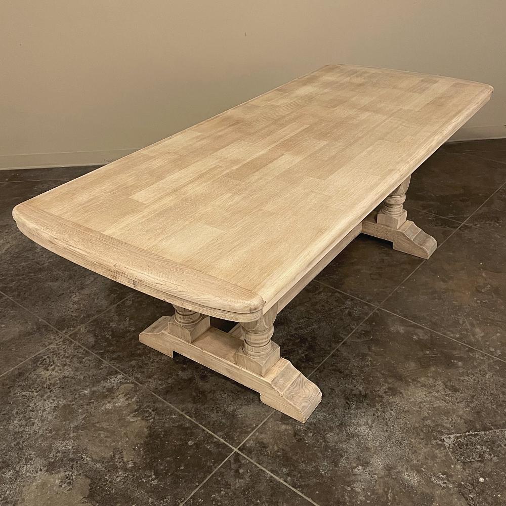 20th Century Rustic Country French Farm Table in Stripped Oak