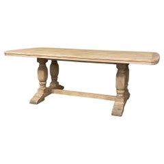 Vintage Rustic Country French Farm Table in Stripped Oak