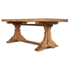 Rustic Country French Farmhouse Bleached Oak Trestle Dining Table