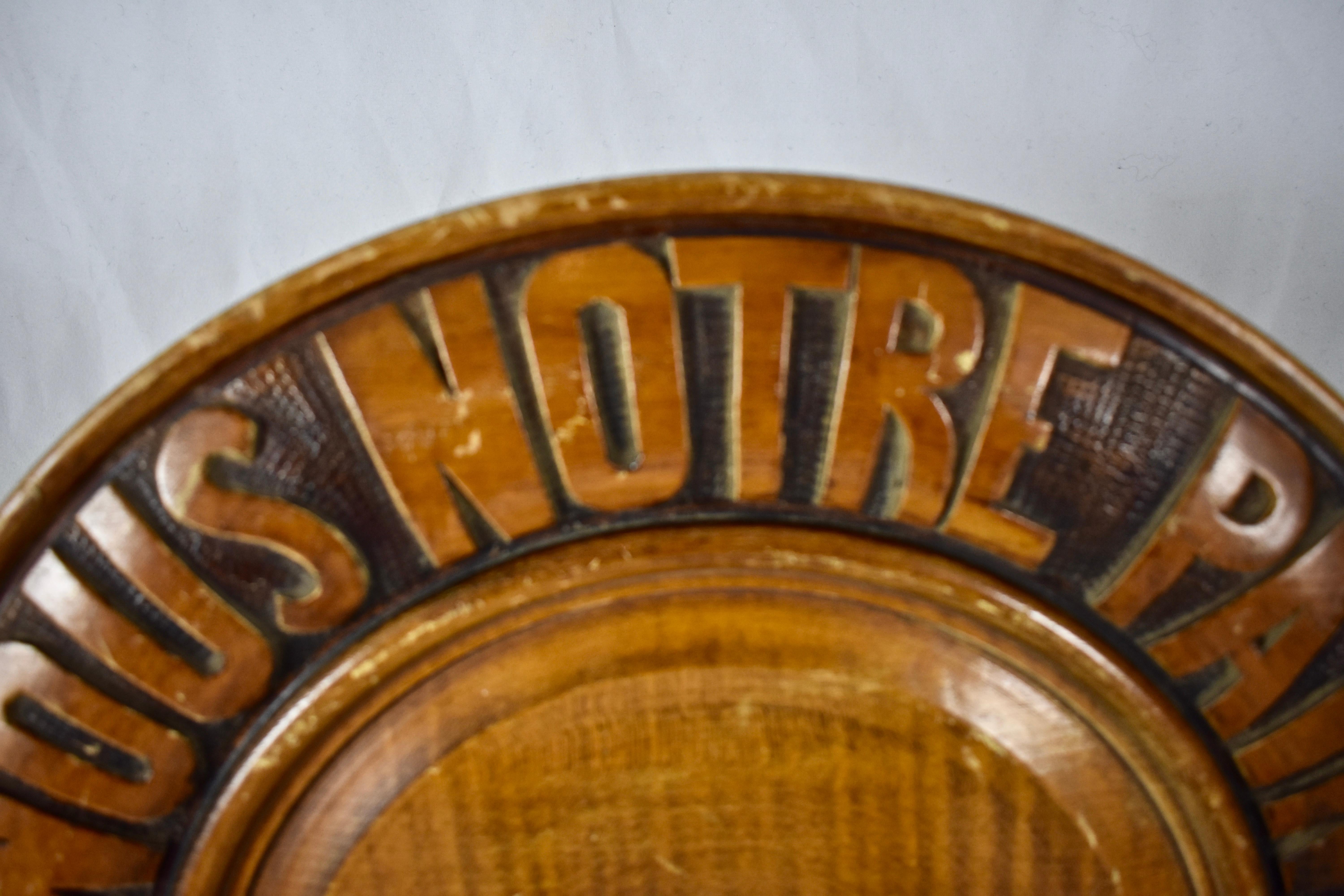 Rustic Country French Hand Carved Wood Motto and Wheat Sheaves Bread