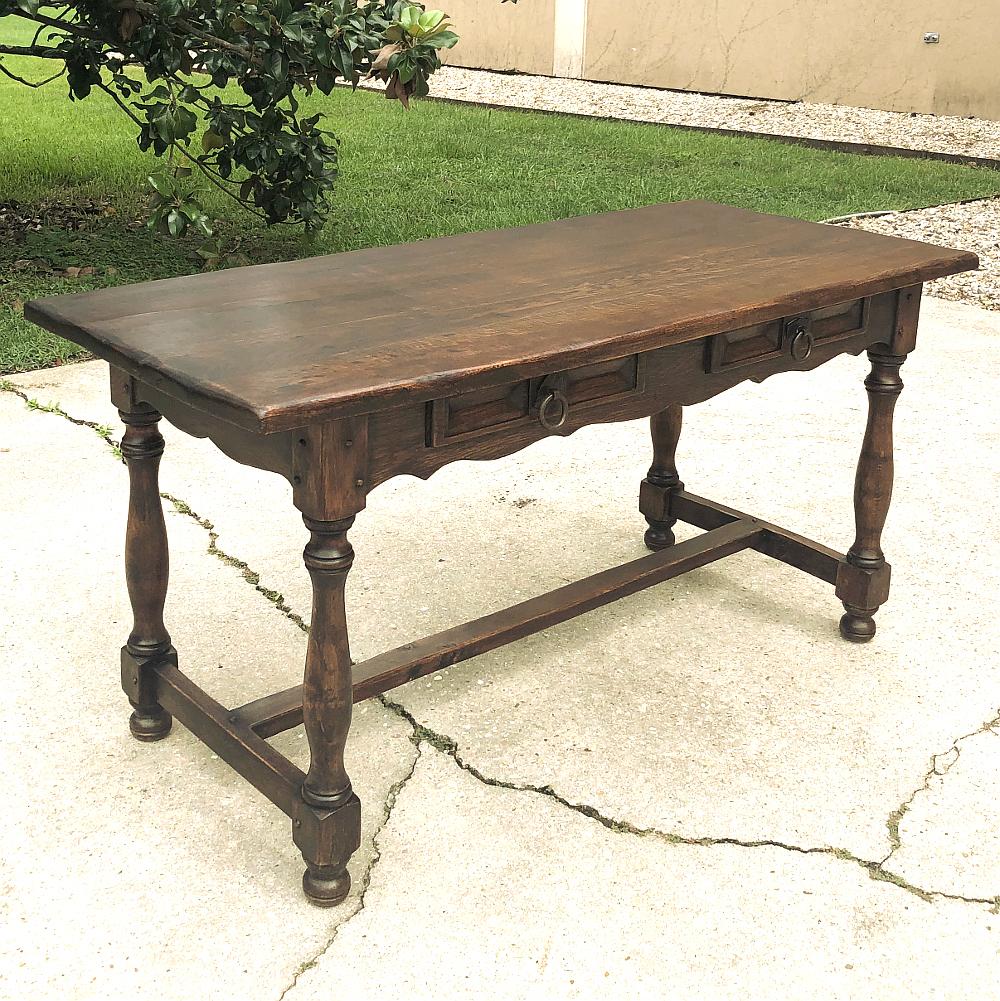 Hand-Crafted Rustic Country French Oak Desk, Writing Table