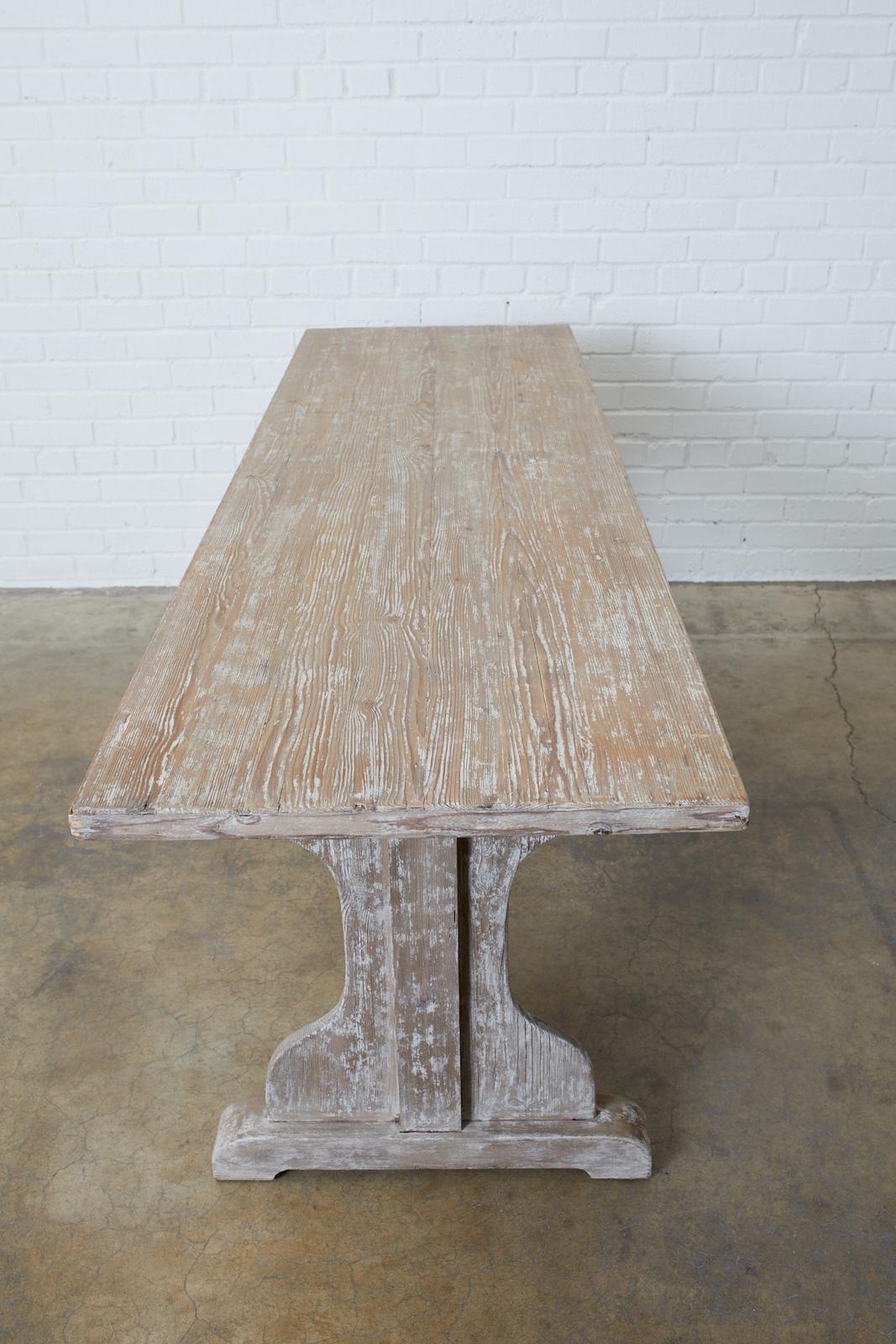 Rustic Country French Painted Pine Farmhouse Trestle Table 5