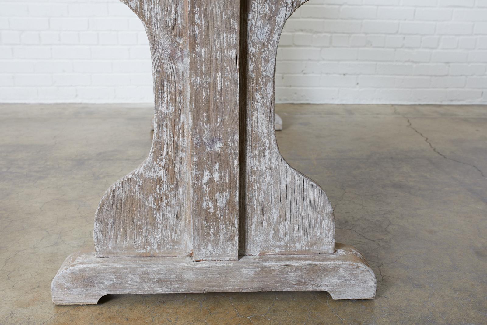 Rustic Country French Painted Pine Farmhouse Trestle Table 6