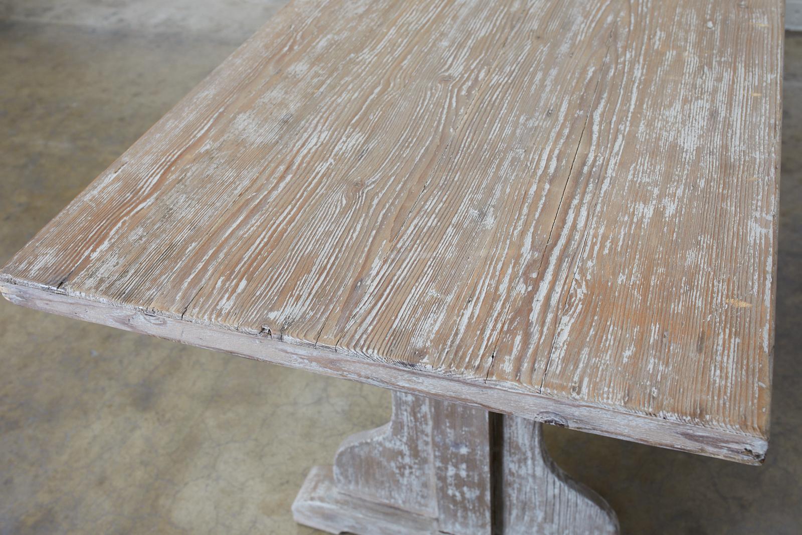 Rustic Country French Painted Pine Farmhouse Trestle Table 7
