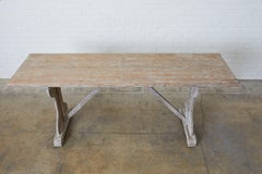 Rustic Country French Painted Pine Farmhouse Trestle Table