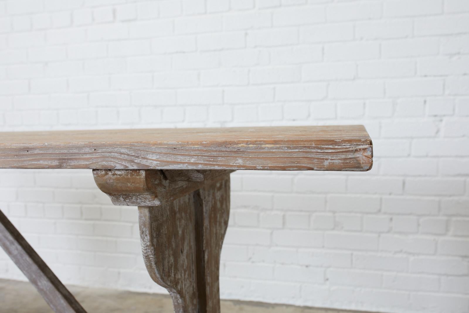 Rustic Country French Painted Pine Farmhouse Trestle Table 2