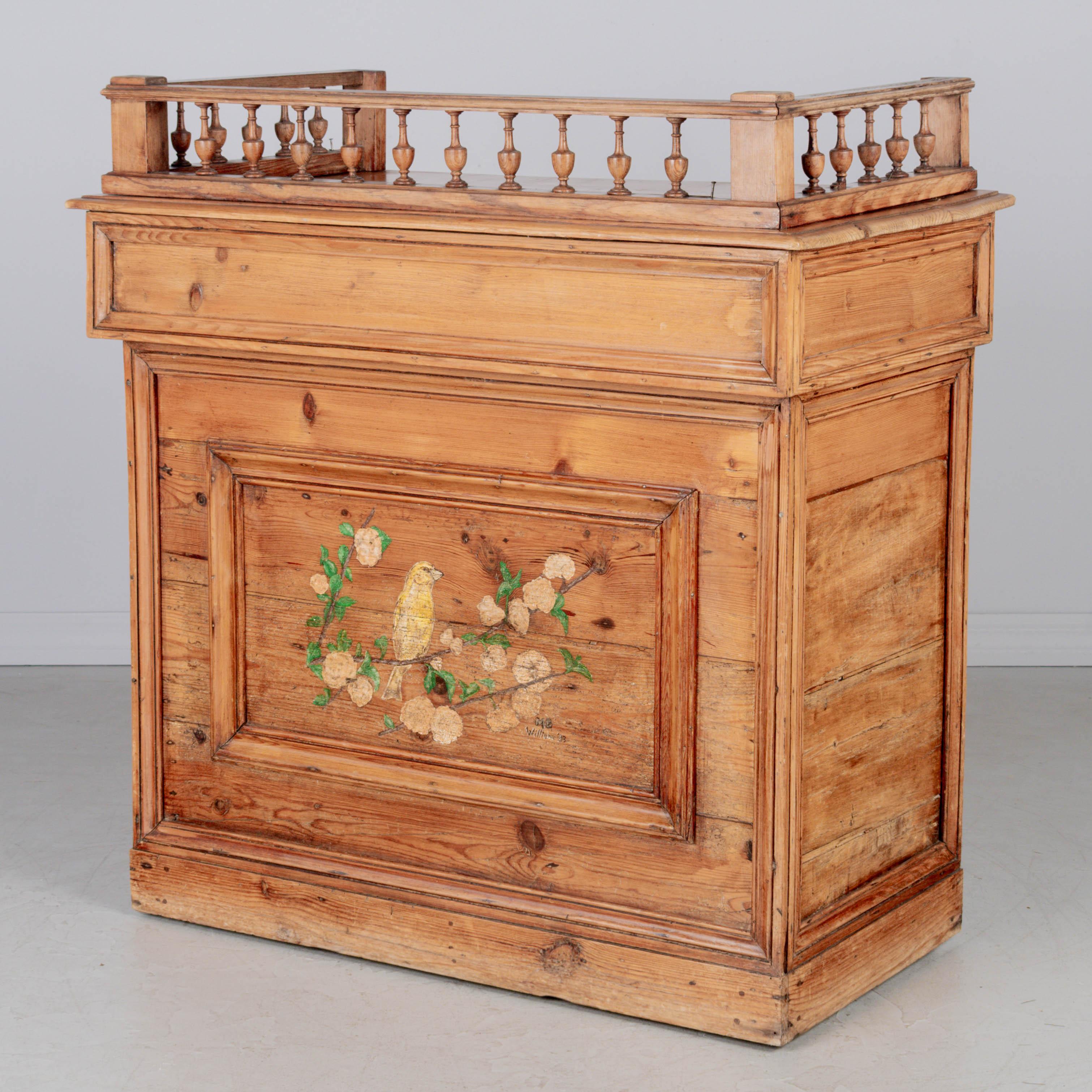 Hand-Crafted Rustic Country French Pine Counter Cabinet For Sale