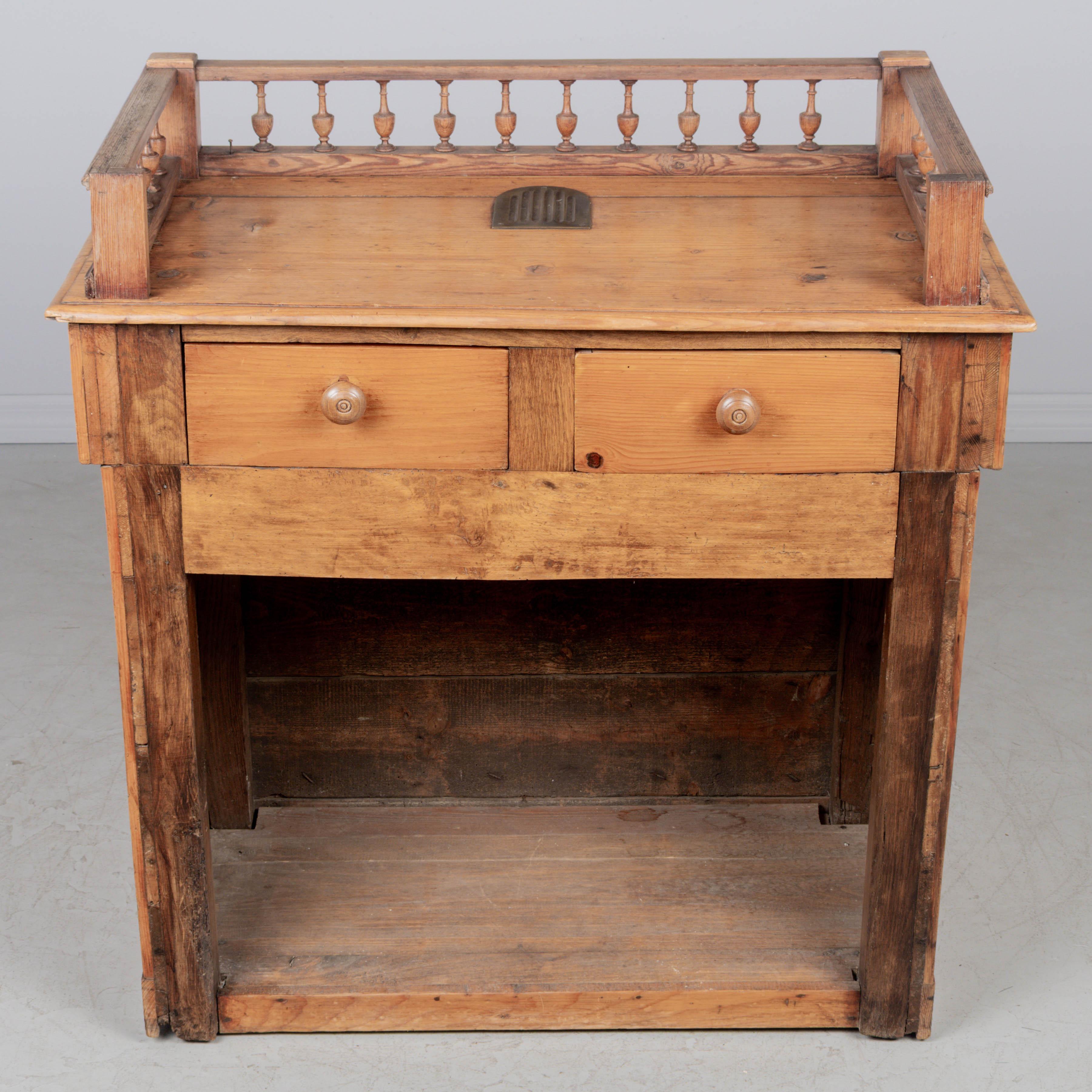 Rustic Country French Pine Counter Cabinet For Sale 1