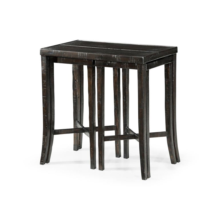 Rustic Country Nesting Tables, Dark Ale Finish For Sale at 1stDibs