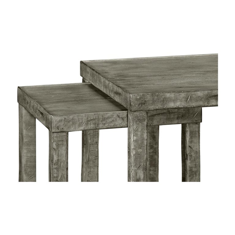 Rustic Country Nesting Tables, Dark Grey For Sale at 1stDibs
