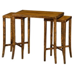 Rustic Country Nesting Tables, Walnut Finish