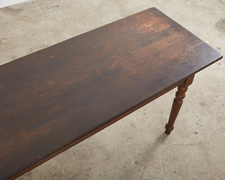 Rustic Country Pine American Farmhouse Dining Harvest Table at 1stDibs