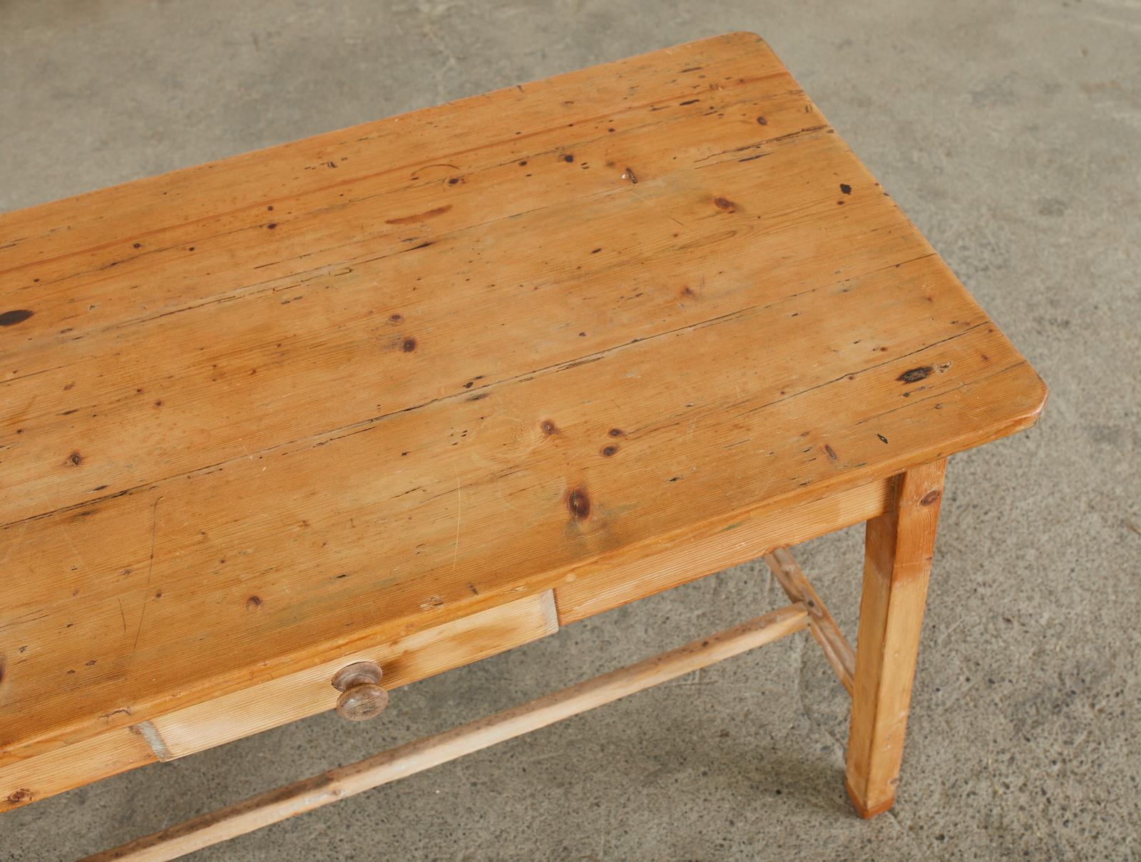 Rustic Country Pine Farmhouse Desk or Writing Table For Sale 1