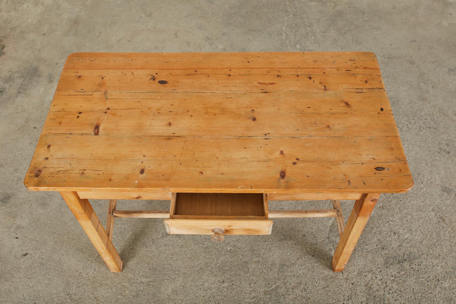 Rustic Country Pine Farmhouse Desk or Writing Table For Sale 2