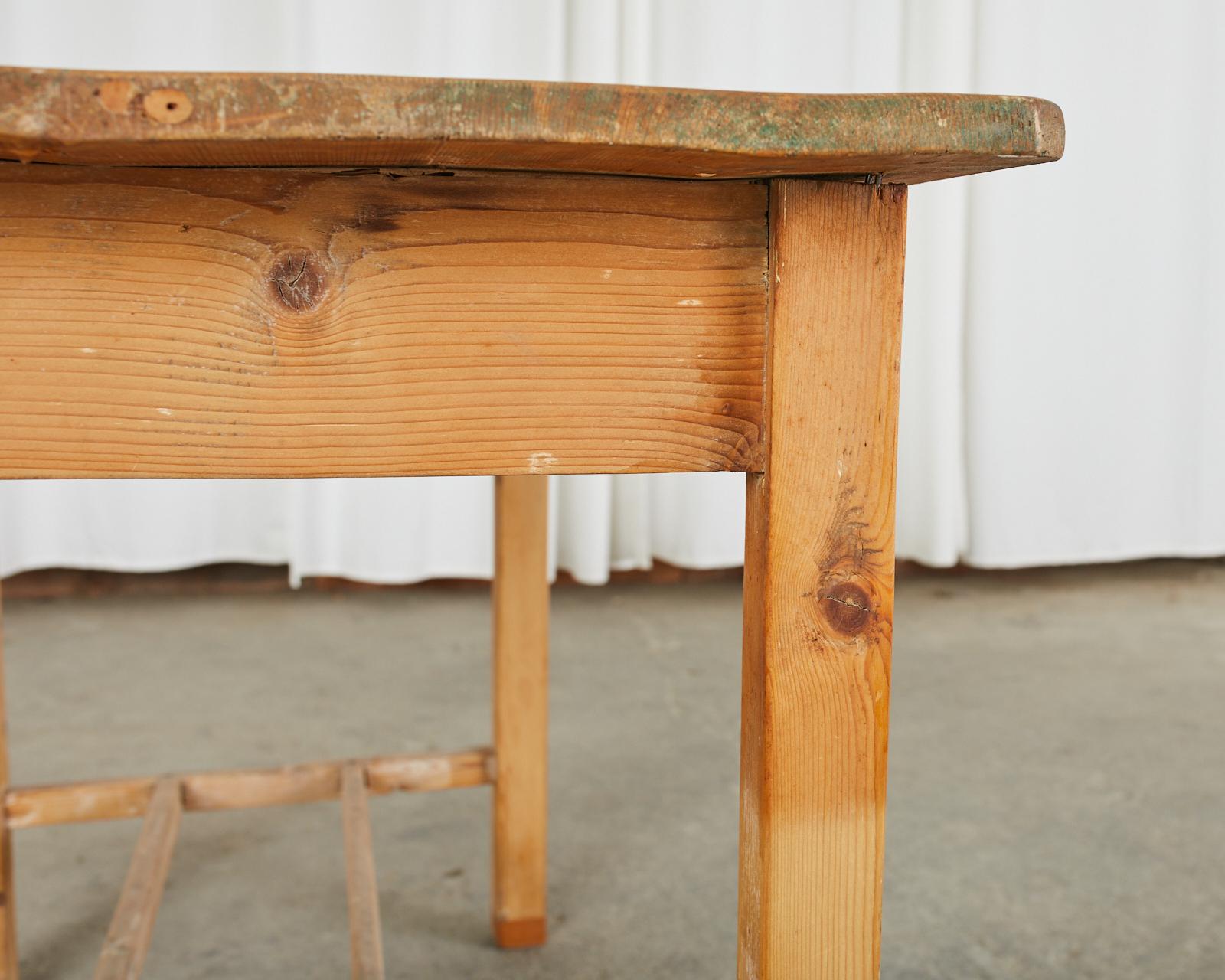 Rustic Country Pine Farmhouse Desk or Writing Table For Sale 4