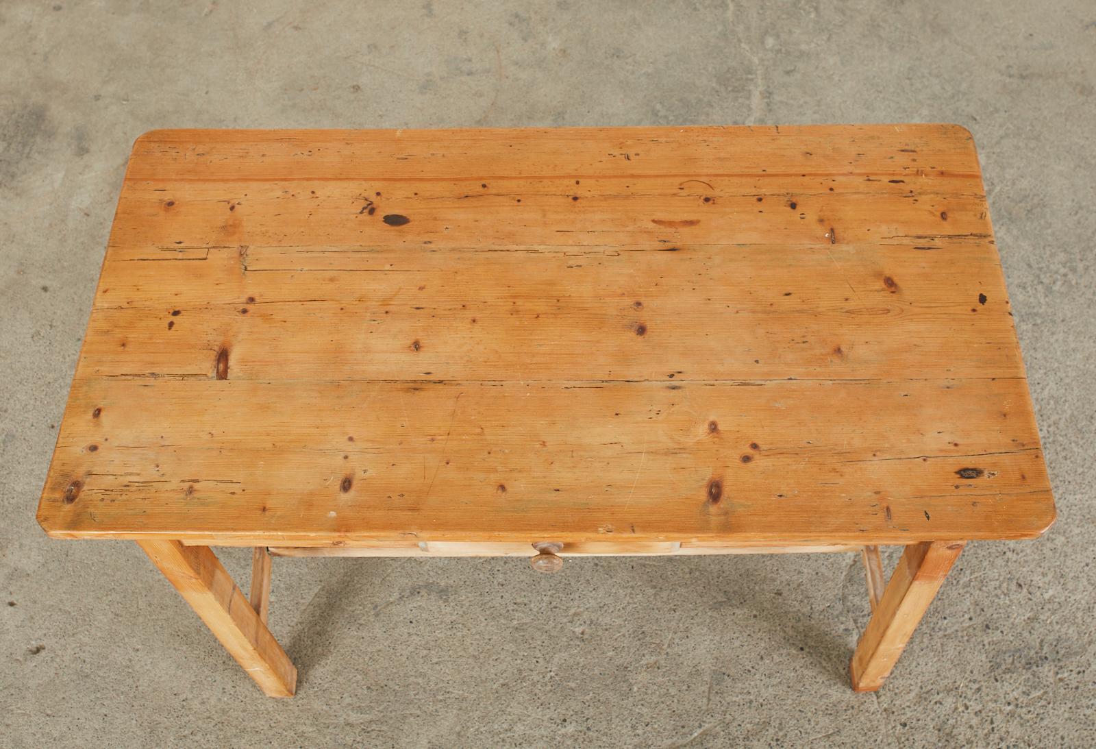 Hand-Crafted Rustic Country Pine Farmhouse Desk or Writing Table For Sale