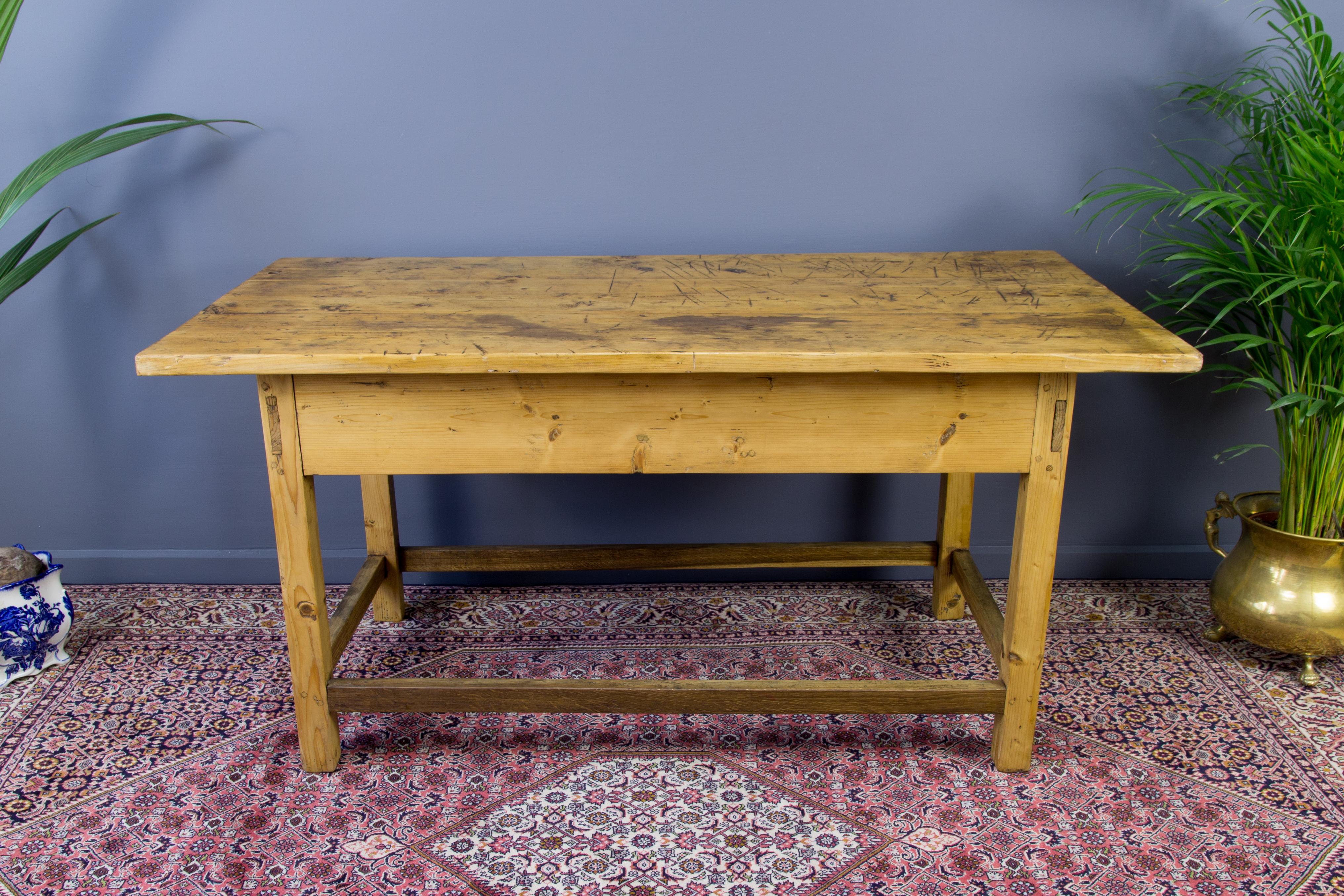 Mid-20th Century Rustic Country Style Baltic Pine Table, circa 1930s For Sale