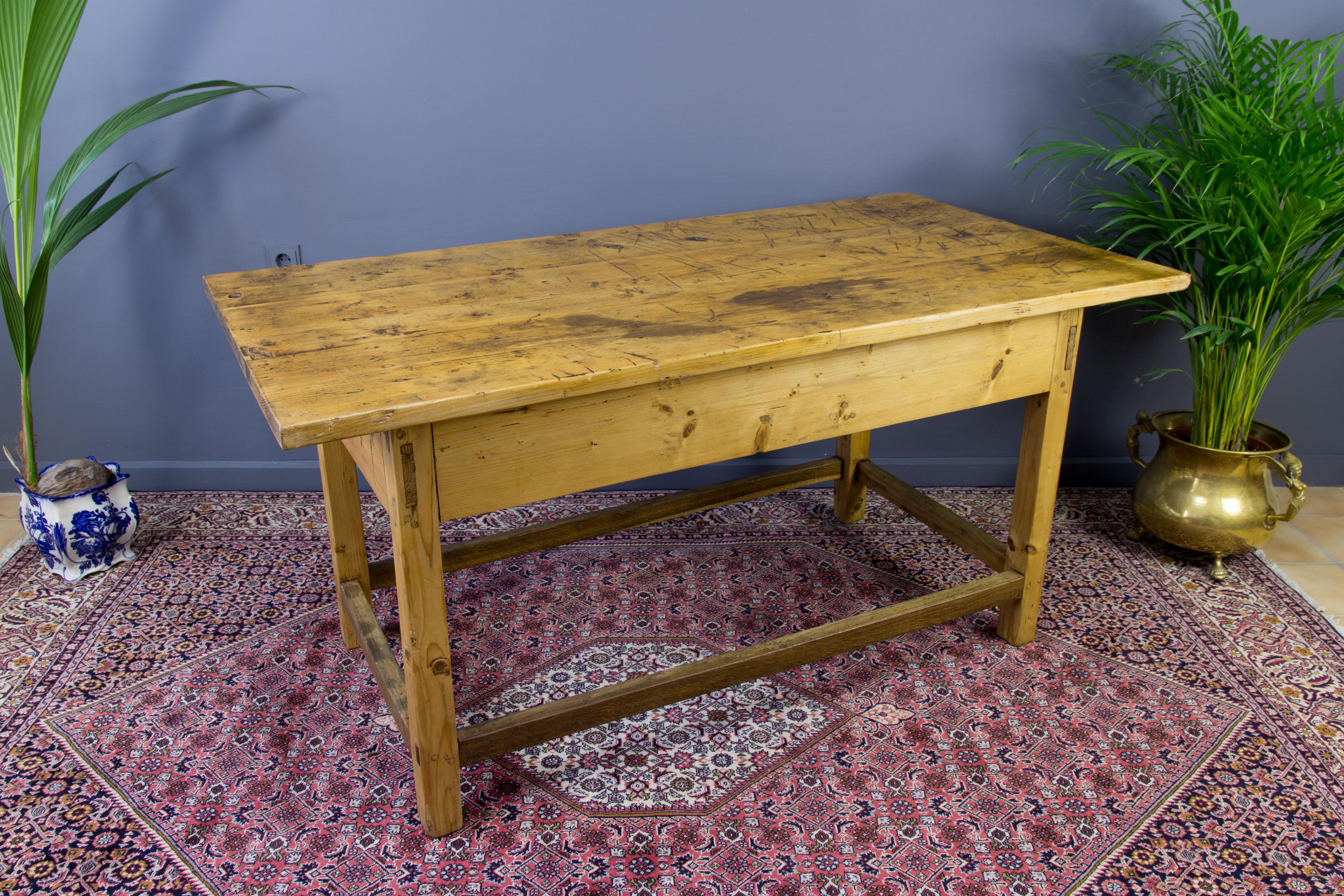 Wood Rustic Country Style Baltic Pine Table, circa 1930s For Sale
