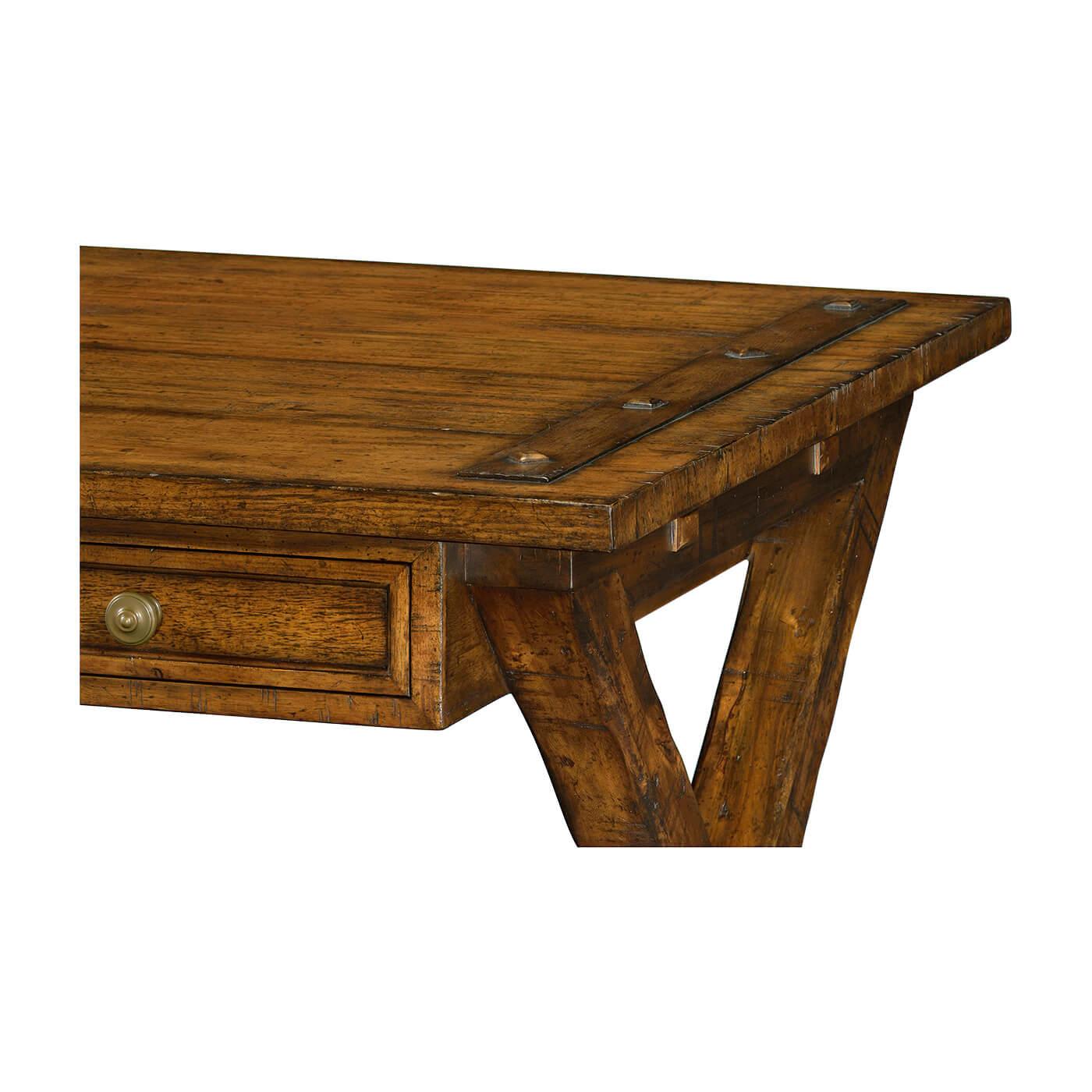 Vietnamese Rustic Country Walnut Desk For Sale