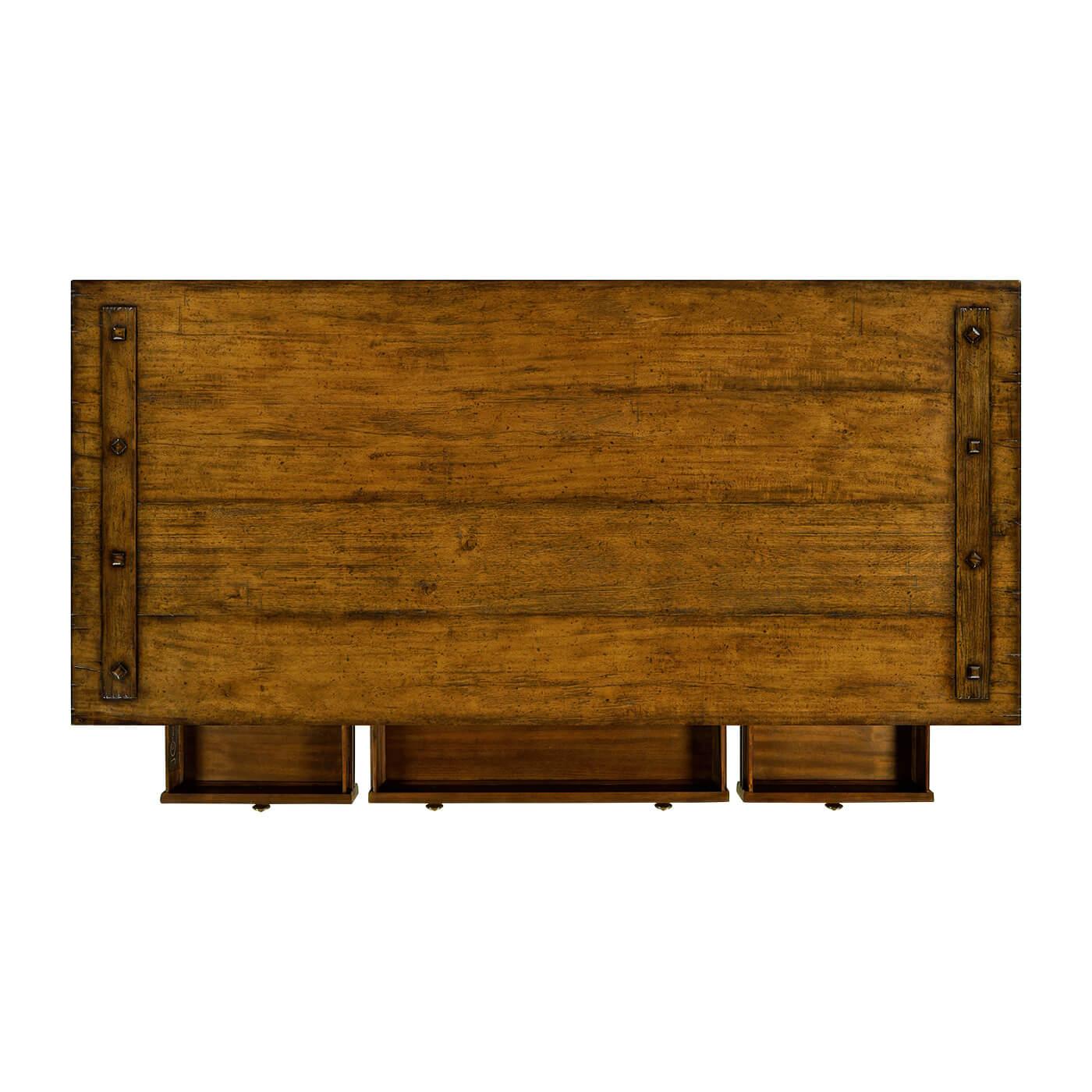 Contemporary Rustic Country Walnut Desk For Sale