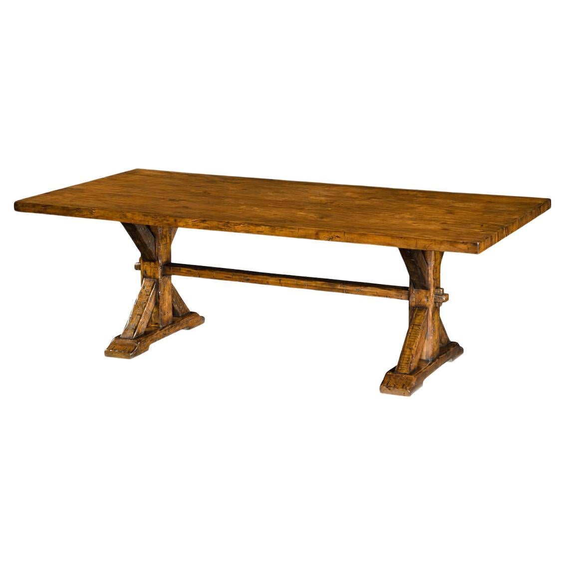 Rustic Country Walnut Dining Table For Sale