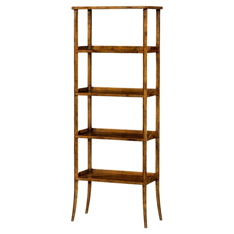 Rustic Country Walnut Etagere For Sale