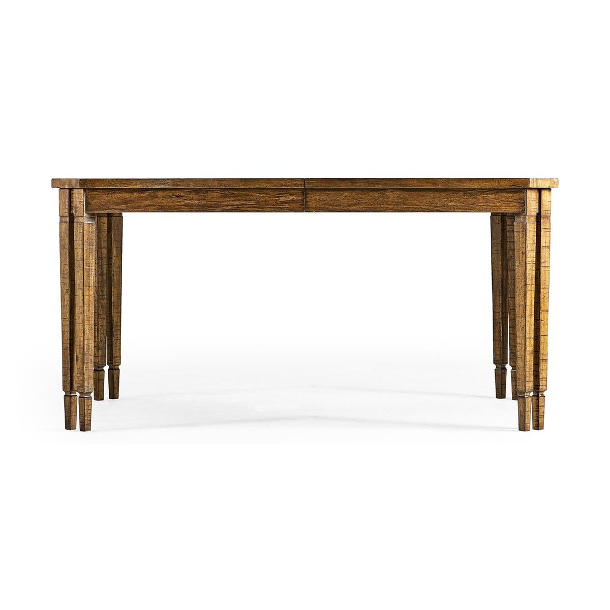 Vietnamese Rustic Country Walnut Extension Dining Table For Sale