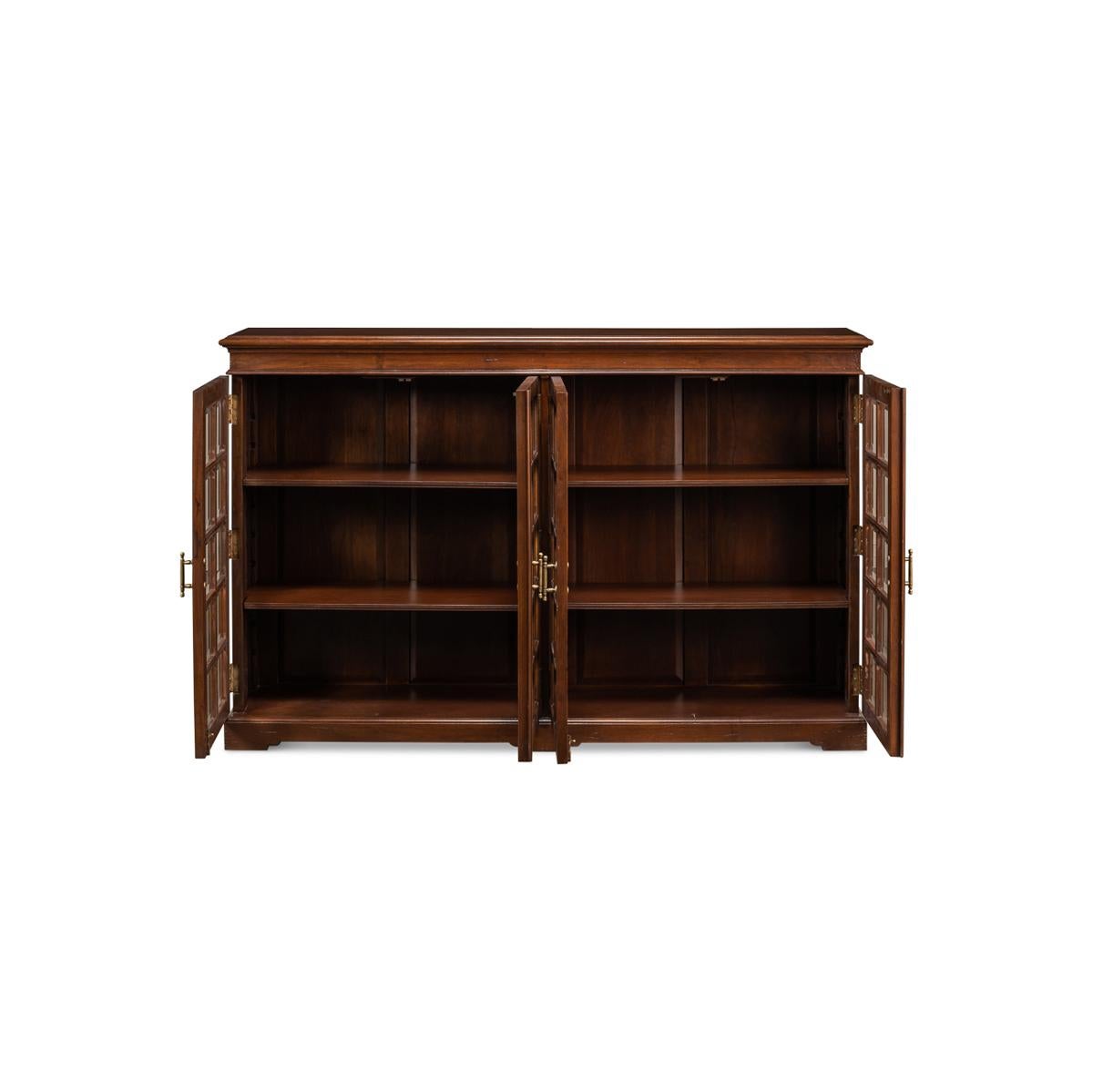 Asian Rustic Country Walnut Low Bookcase For Sale