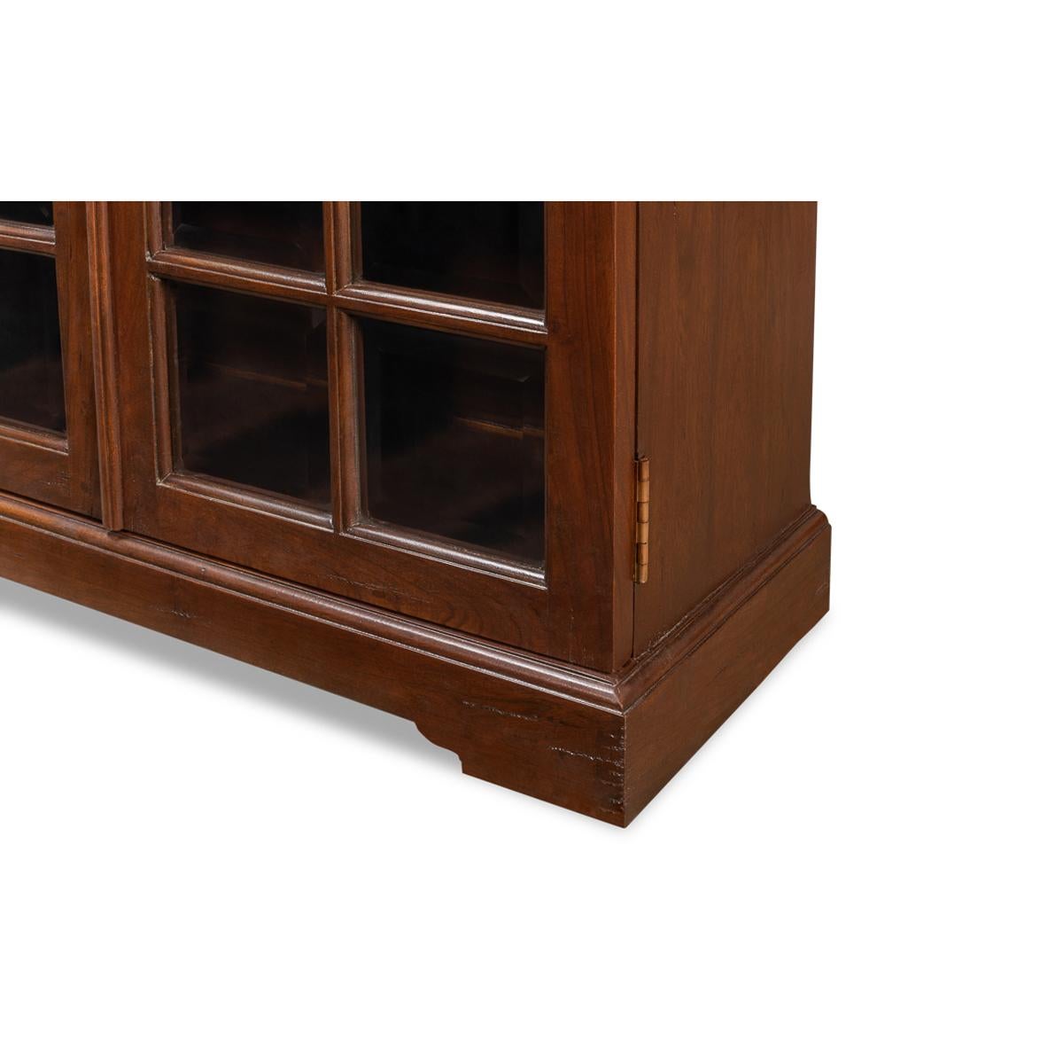 Rustic Country Walnut Low Bookcase For Sale 1