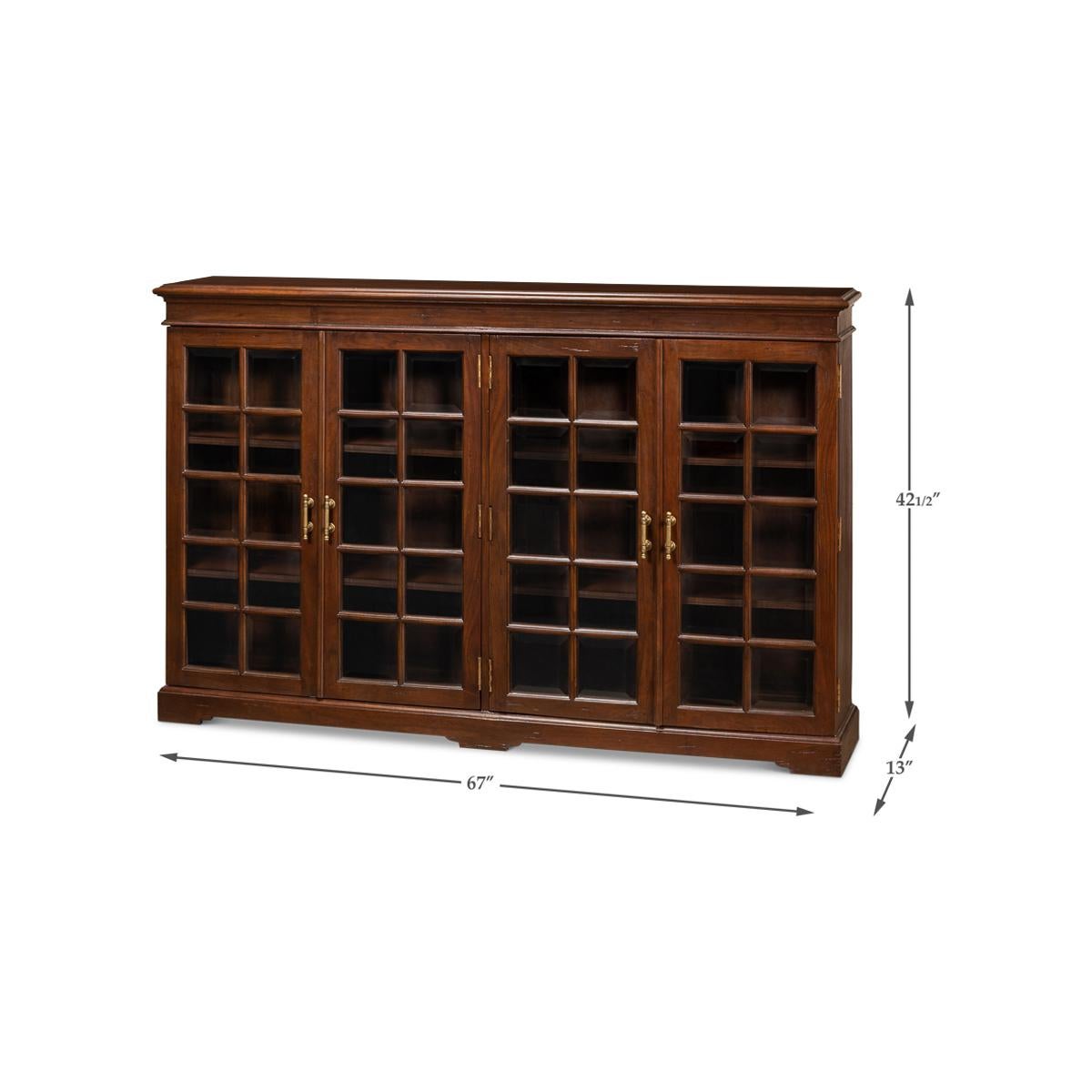 Rustic Country Walnut Low Bookcase For Sale 2