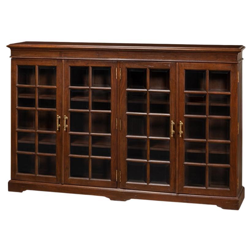 Rustic Country Walnut Low Bookcase For Sale