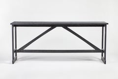 Rustic Craftsman Style West Trestle Console, Large by Martin and Brockett, Gray