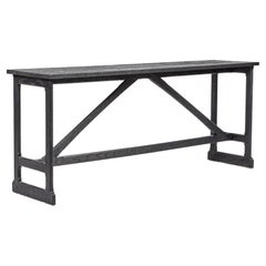Console a cavalletto rustica in stile artigianale West, grande di Martin and Brockett, grigio