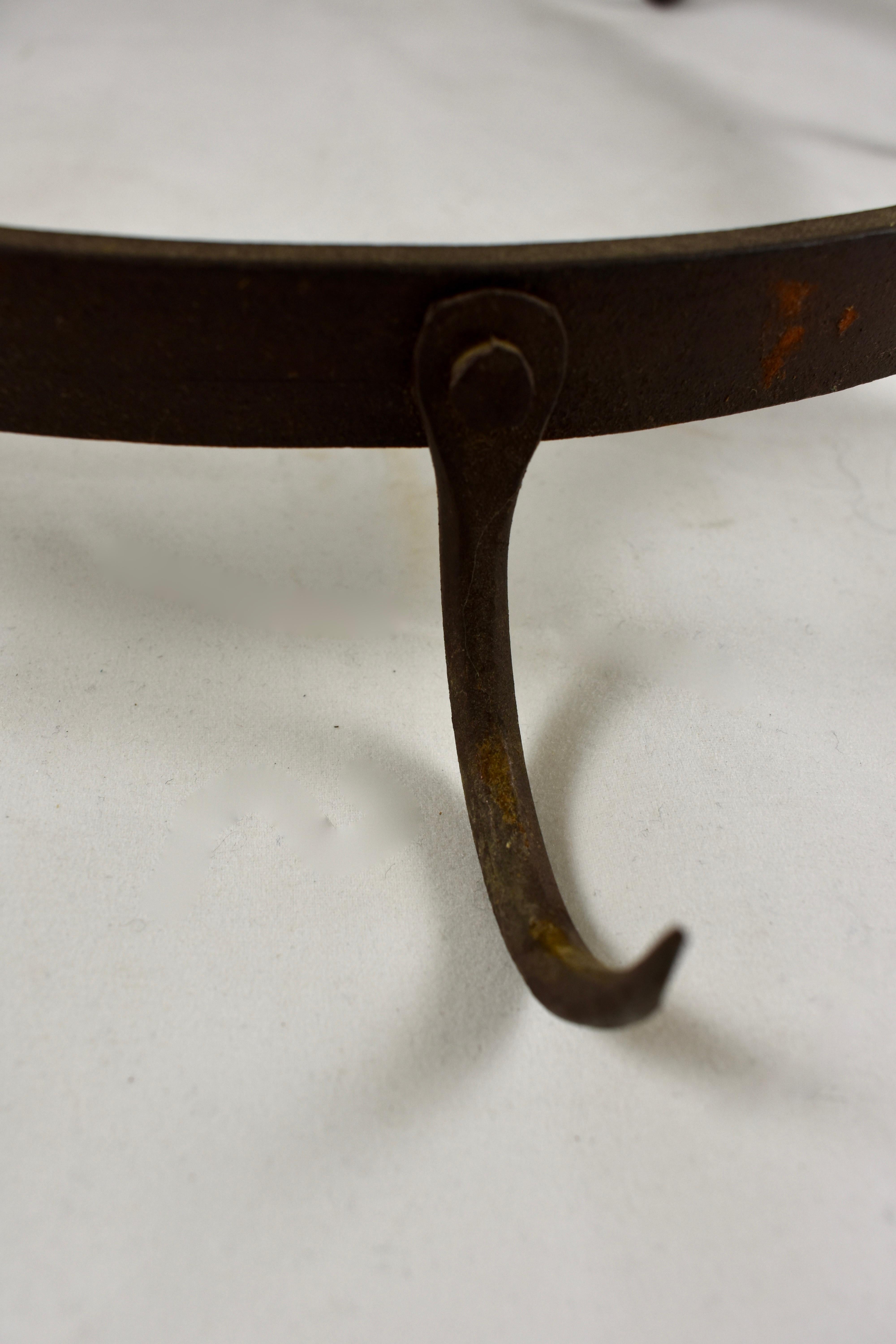 American Craftsman Rustic Crown Form 19th Century Wrought Iron Hanging Butchers Rack, Pot Rack