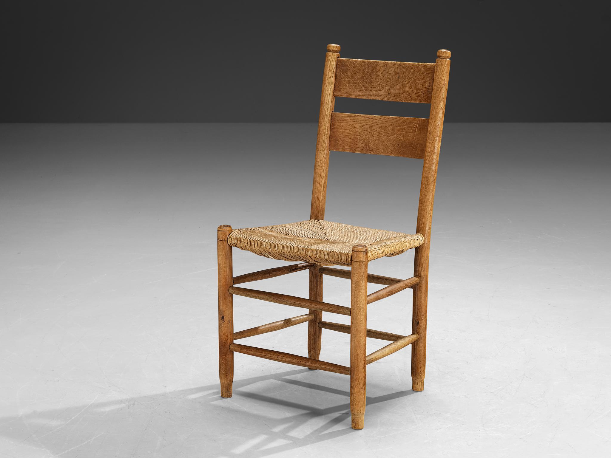 Sedie rustiche danesi in paglia e Oak in vendita 2