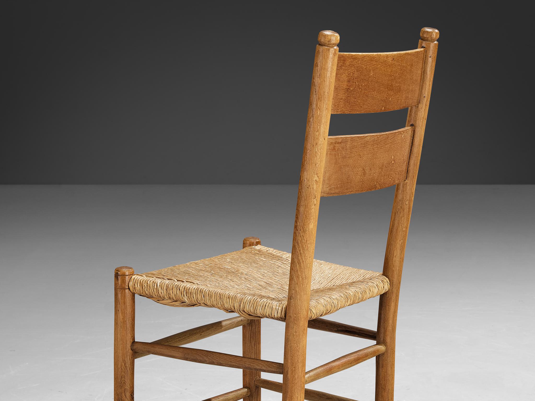Sedie rustiche danesi in paglia e Oak in vendita 3