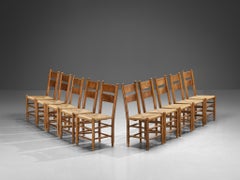 Chaises danoises rustiques en paille et chêne