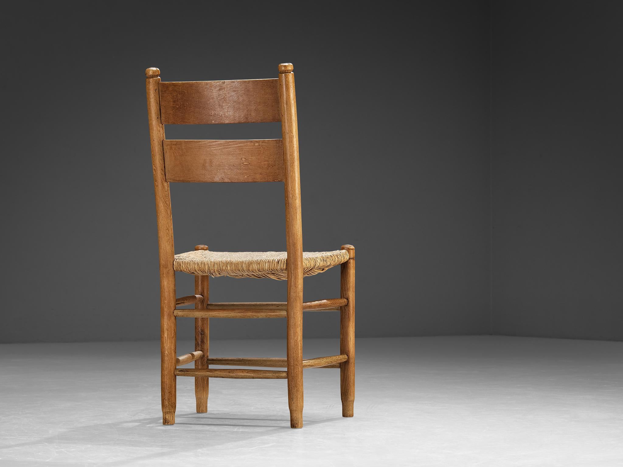 Sedie rustiche danesi in paglia e Oak In condizioni buone in vendita a Waalwijk, NL