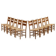Rustic Danish Chairs in Straw and Oak